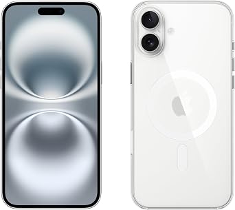Apple iPhone 16 Plus 256GB: 5G Mobile phone with Apple Intelligence - White + Clear Case with MagSafe
