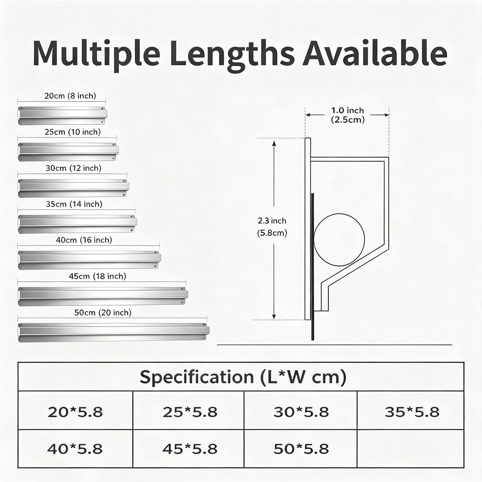 2er-Pack Klemmleiste Hergestellt aus einer Aluminiumlegierung in Luftfahrtqualität, wasserdicht und mit elegantem Design.,14 * 2.3inches（35 * 5.8cm）