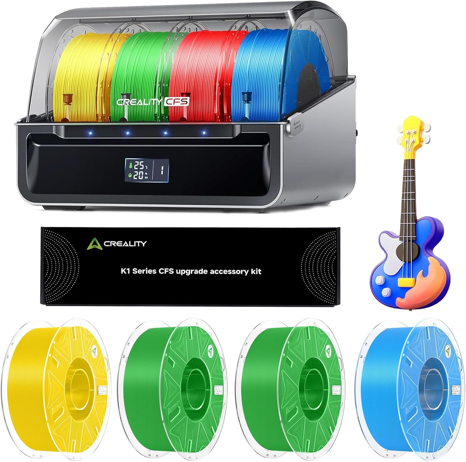 Official Creality CFS, K1 Upgrade Kit, Hyper PLA RFID Filament 4KG, Yellow*1 Green*2 Blue*1