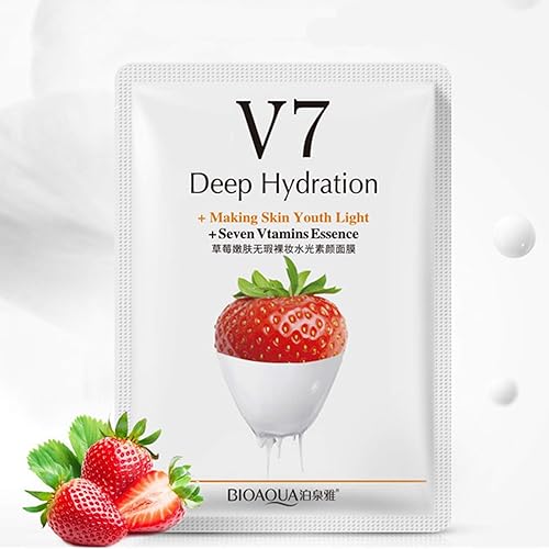 Miniatura 2 de BIOAQUA V7 Hidratación profunda que hace la piel facial de la juventud, siete vitaminas esencia, naranja, kiwi, manzana, fresa, máscara facial