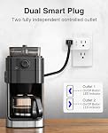 Dual Smart Plug 15A, GHome Smart Plugs Work with Alexa and Google Home, 2-in-1 Compact Smart Outlet Timer with APP Remote Control, 2.4GHz Wi-Fi Only, No Hub Required, FCC Listed, 2 Pack