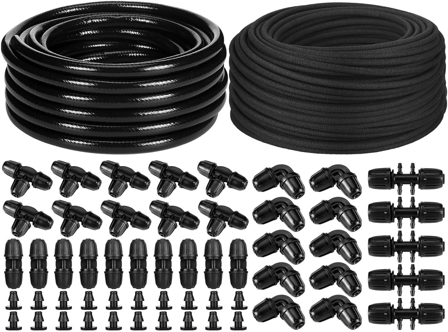 100 ft 1/4 Inch Soaker Hose 50 ft 1/2 Inch Drip Irrigation Tubing with Hose Connector Accessories Drip Irrigation System for Watering Garden Planters Flower Vegetable Lawn Yard