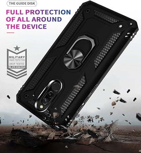 Miniatura 6 de YaHan Funda para Xiaomi Redmi 8A  Redmi 8, anillo giratorio de 360 grados, soporte híbrido, resistente, de doble capa, a prueba de golpes, con