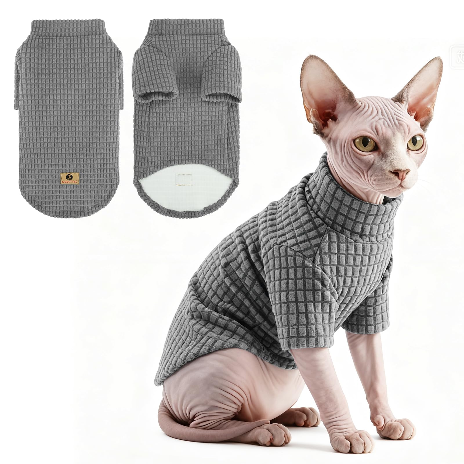 Pull en polaire grise KOOLTAIL pour chat et petit chien en taille L