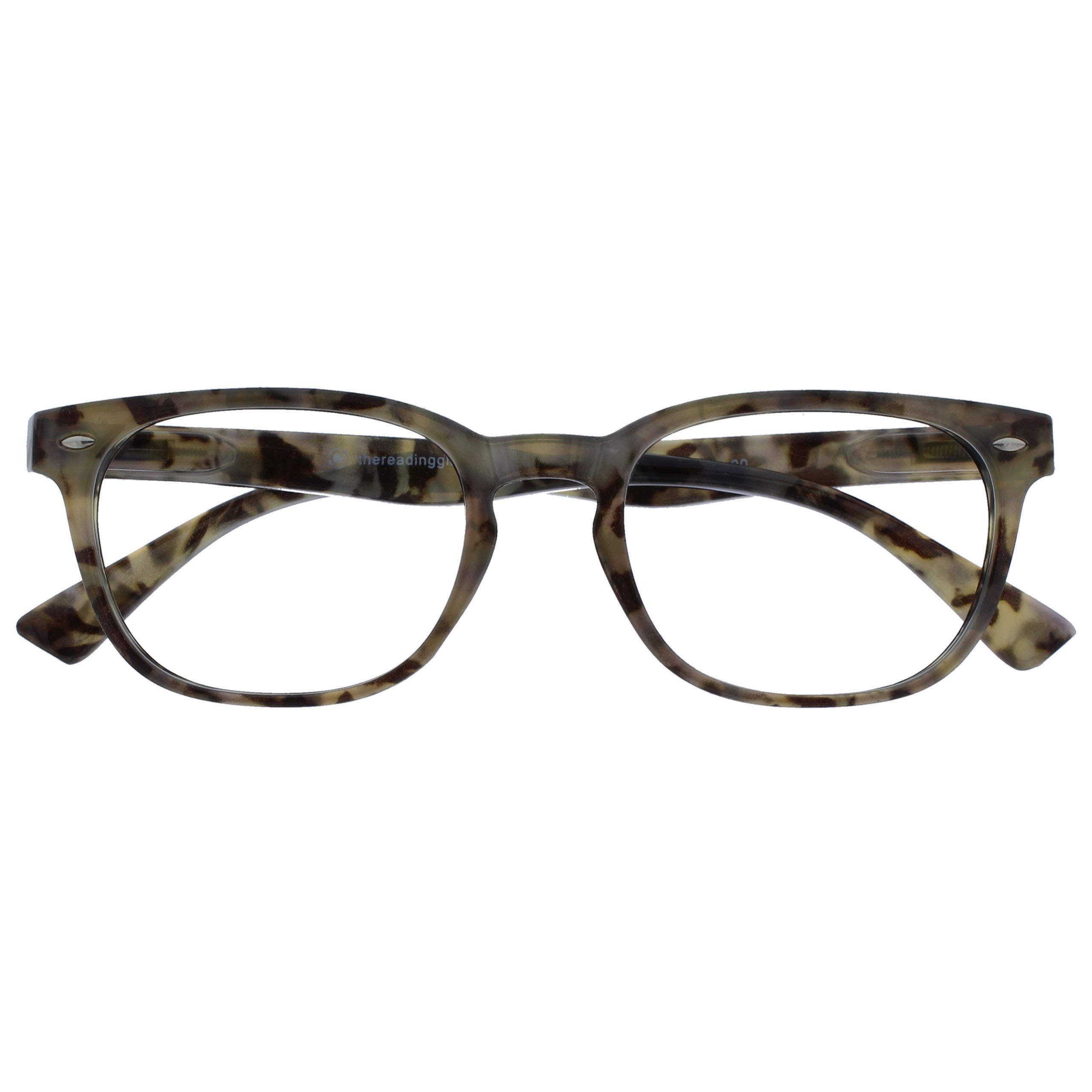 OPULIZE ORA Reading Glasses for Men Women - Designer Style Rounded Frame - Scratch Resistant - Spring Hinges - Grey Tortoiseshell +3.50