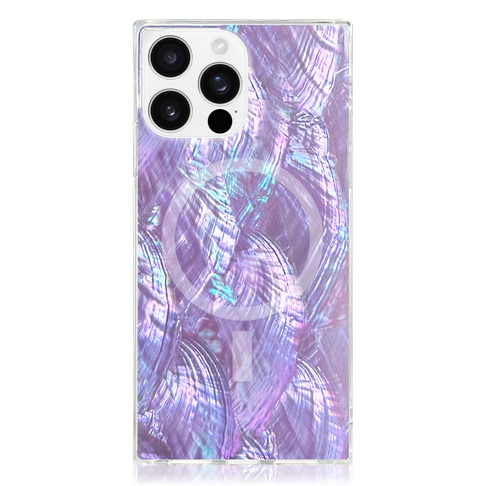 FLAUNT Official Square Protective Case - Compatible with iPhone 16 Pro - Compatible with MagSafe & Wireless Charging - Drop-Tested & Shockproof - (Purple Mother of Pearl)