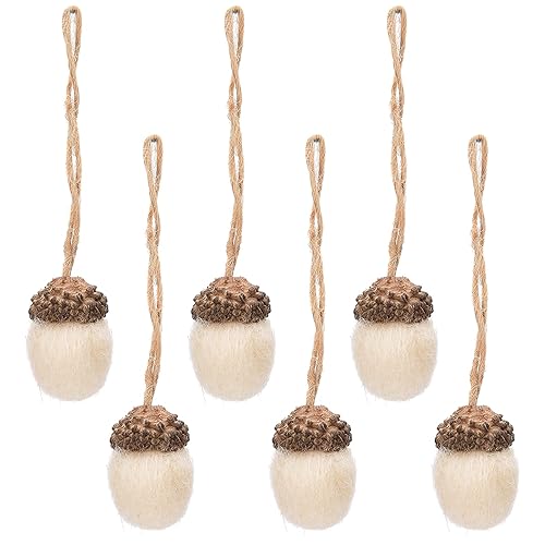 6 Pieces Felt Acorn Ornaments, Mushroom Hanging Ornaments with Rope,