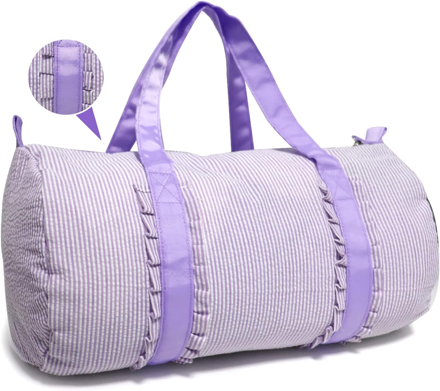 Kids Travel Overnight Bag Seersucker Weekender Duffel Bag Toddler Backpack Pink Mini Preschool for Boys and Girls