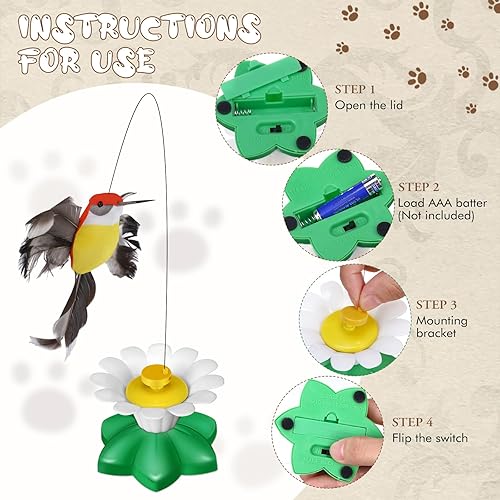 Miniatura 3 de Vinsot 3 piezas de juguete eléctrico para gatos, juguete interactivo volador para gatos, giratorio automático de 360, suministros de persecución con