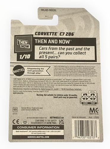 Miniatura 2 de Hot Wheels Corvette C7 Z06, Entonces y Ahora 110 Gris 193250