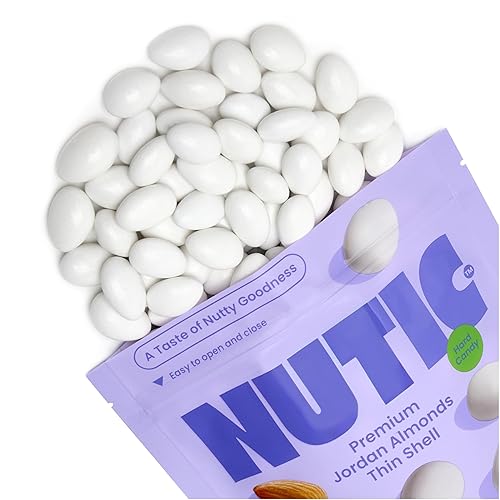 Nutic White Jordan Almonds - 2 libras, carcasa fina de primera calidad, elegante caramelo de confeti italiano para bodas, vacaciones y cumpleaños,