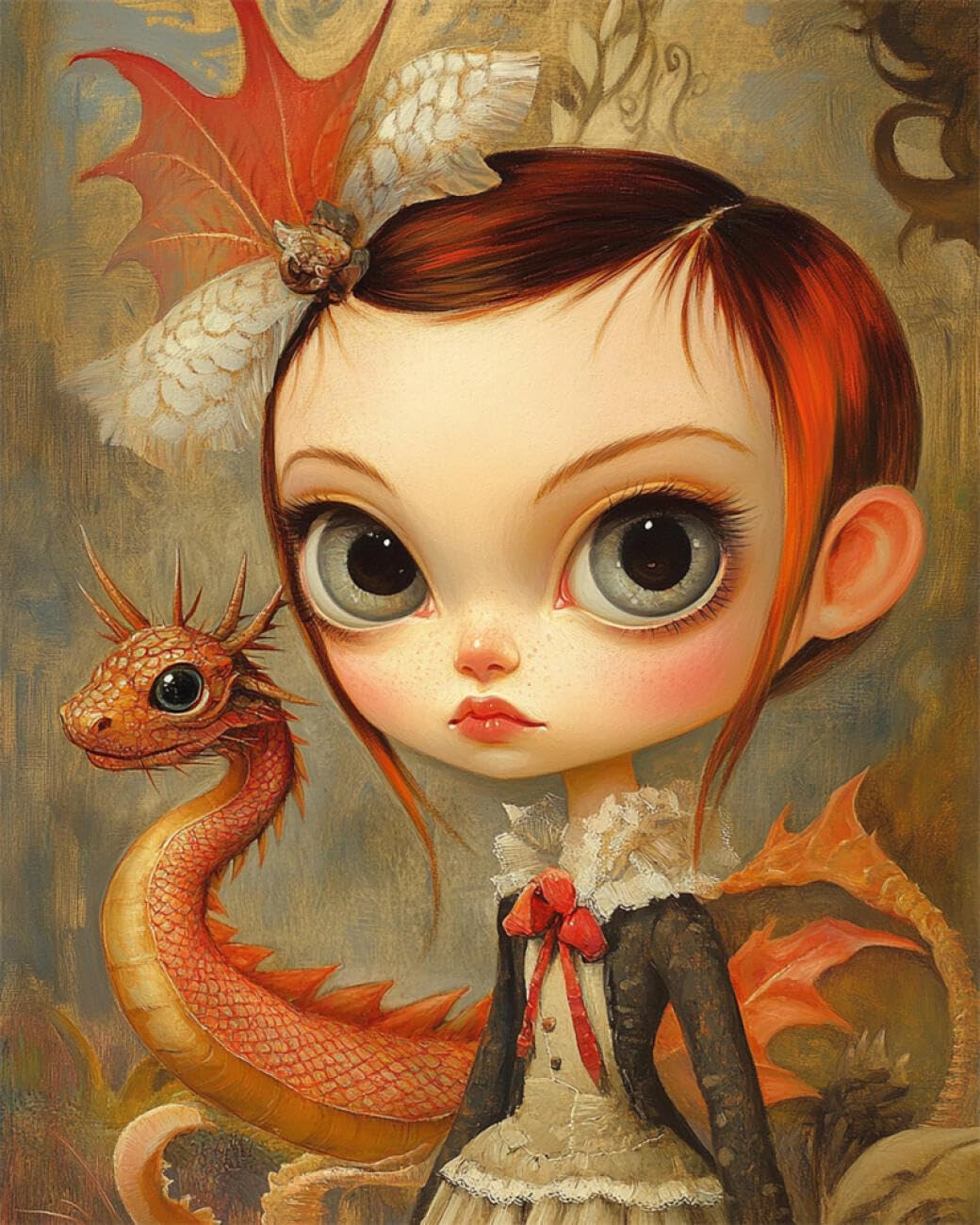 Rkflgew Girls K 14Ct Cross-Stitch Counted Its Oil Painting Of A And A Dragon Preprinted Fabric Cross Stitch Diy Art Needlecrafts Embroidery Its For Adults Beginners 40X50cm