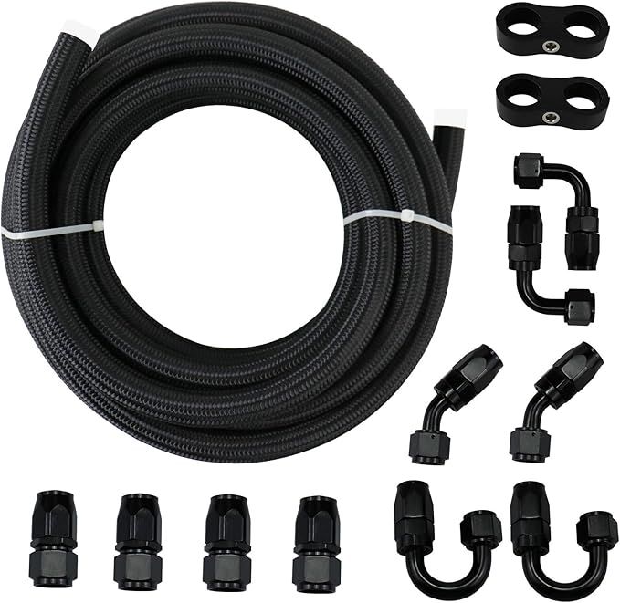 Fuel Line Kit 3/8" 6AN 20FT Hose Nylon Stainless Steel
