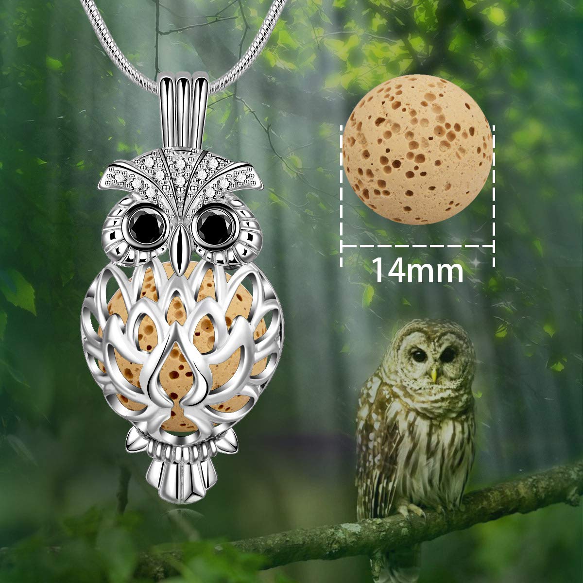 EUDORA Harmony Ball Collana Aromaterapia Ciondolo con Oli Essenziali per Donna, Collana con Diffusore Regalo di Gioielli per Ragazze con 7 Pezzi di Pietra Lavica, 24 Pollici