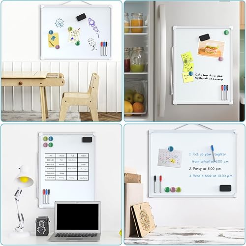 Miniatura 7 de MaxGear Pizarra blanca colgante de doble cara para pared, pizarra blanca colgante de 16 x 12 pulgadas, pequeña pizarra blanca de borrado en seco con
