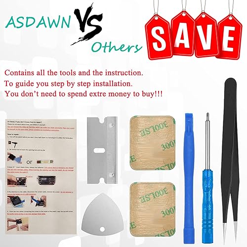 Miniatura 2 de ASDAWN Batería de repuesto para Apple Watch Series 5 y SE de 1.575 in de 5ª generación con kit de herramientas de reparación + adhesivo de cubierta