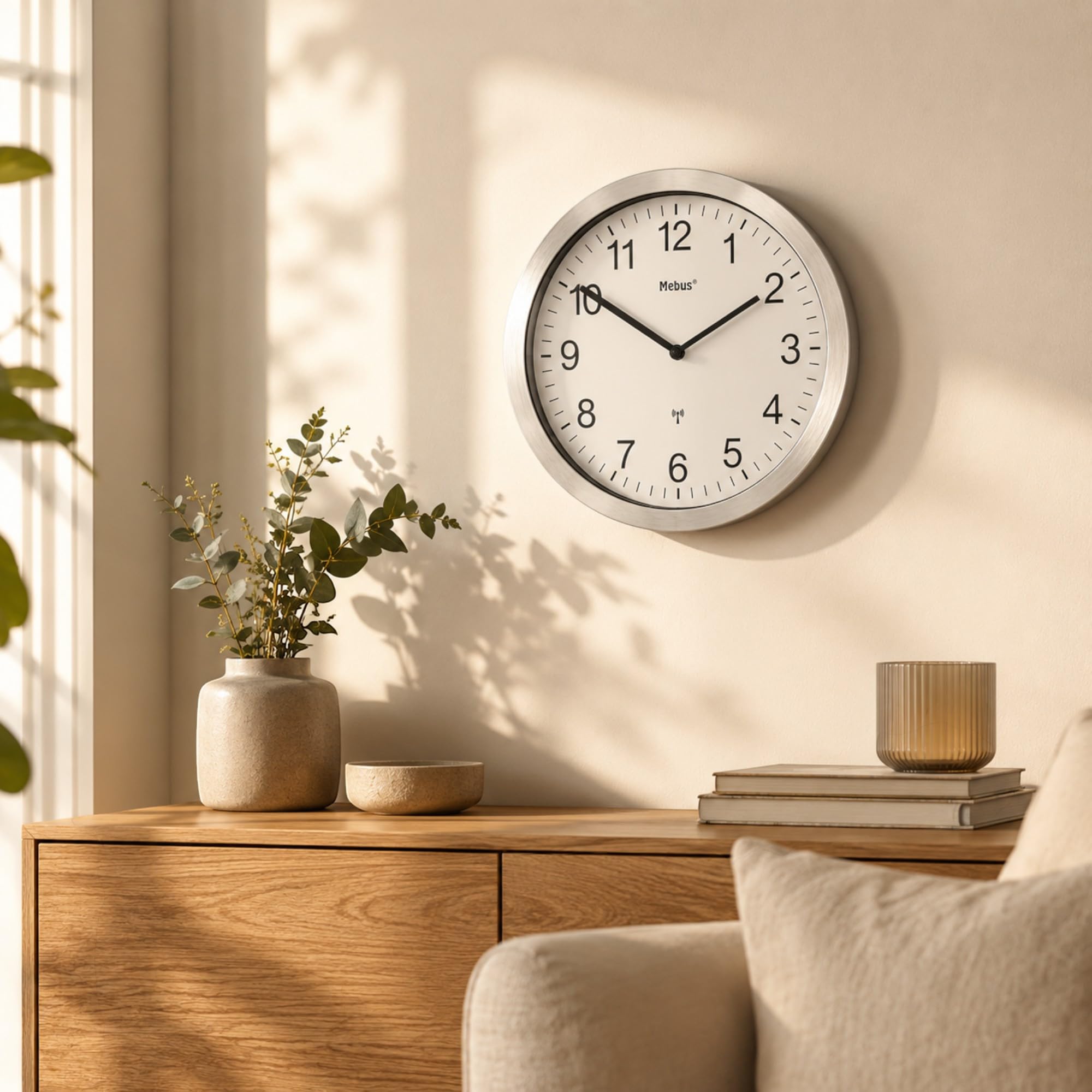 Reloj de Pared Extragrande, tamaño XXL, Radio, silencioso, sin segundero, Esfera Blanca, 45 cm de diámetro