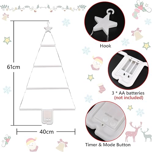 Miniatura 7 de Toodour Luces de decoración de Navidad, luces LED de escalera de 2 pies, luces colgantes de pared de Navidad multicolor, funciona con pilas, luces