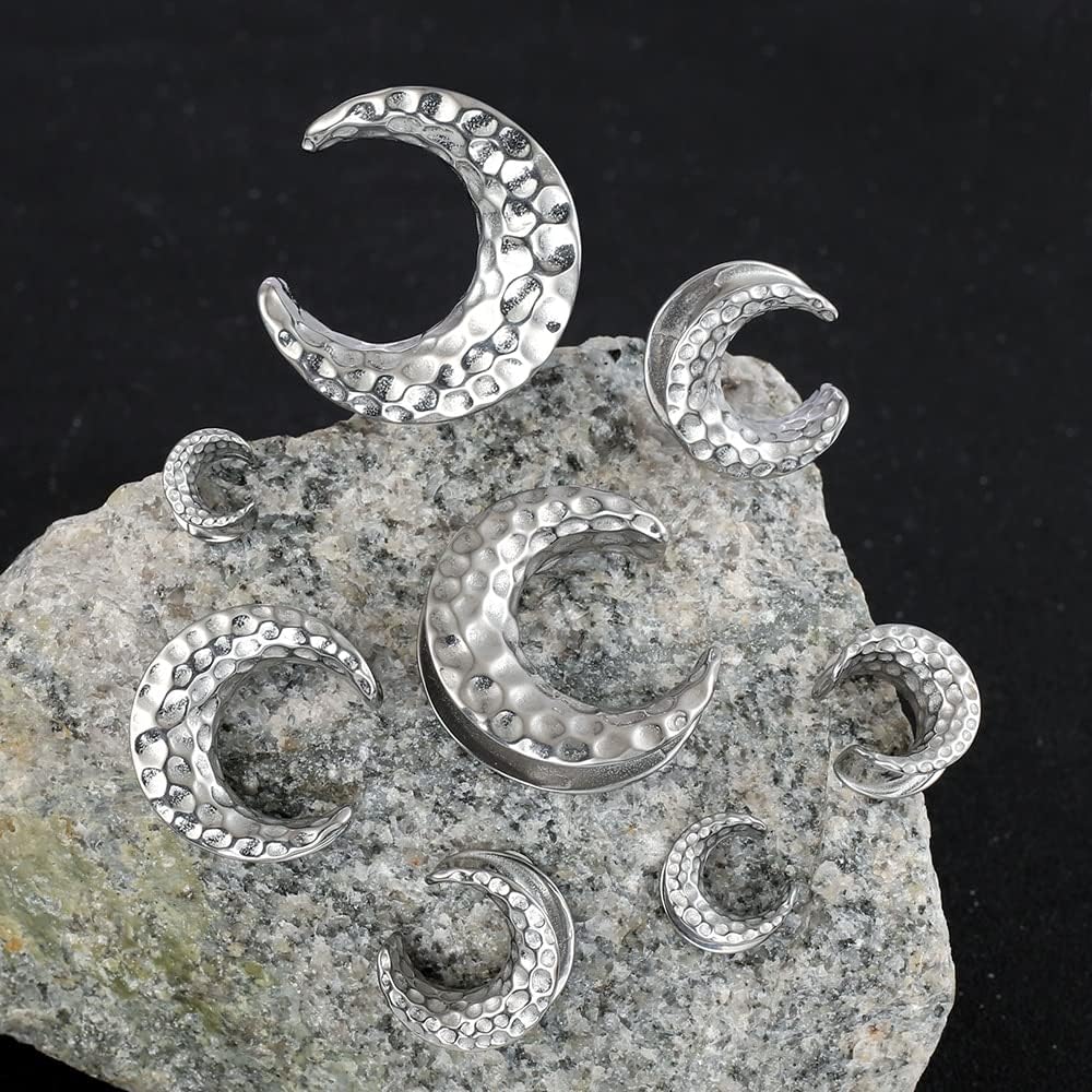 1 Pair Classic Moon Saddle for Stretched Ears Hypoallergenic 316 Stainless Steel Ear cuff Tunels plugs 00G 8mm-25mm(0G-1'') Body Piercing Jewelry