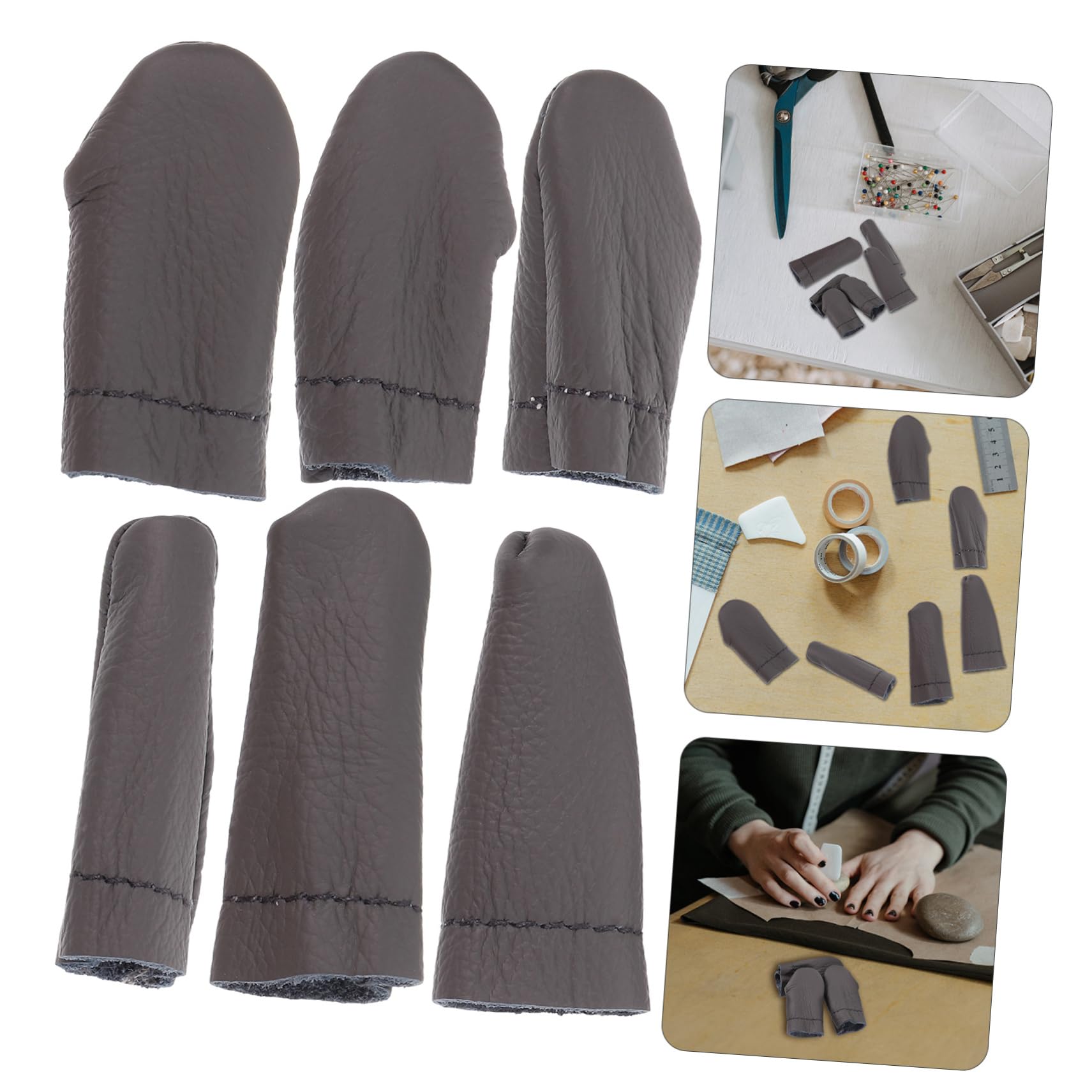 6 Piezas Protector De Dedo De Aguja De Fieltro Cojín Para Los Dedos Mangas Para Los Dedos Soporte Para El Pulgar Dedal De Acolchado Guantes Para Costura Herramienta Uso De La Mano