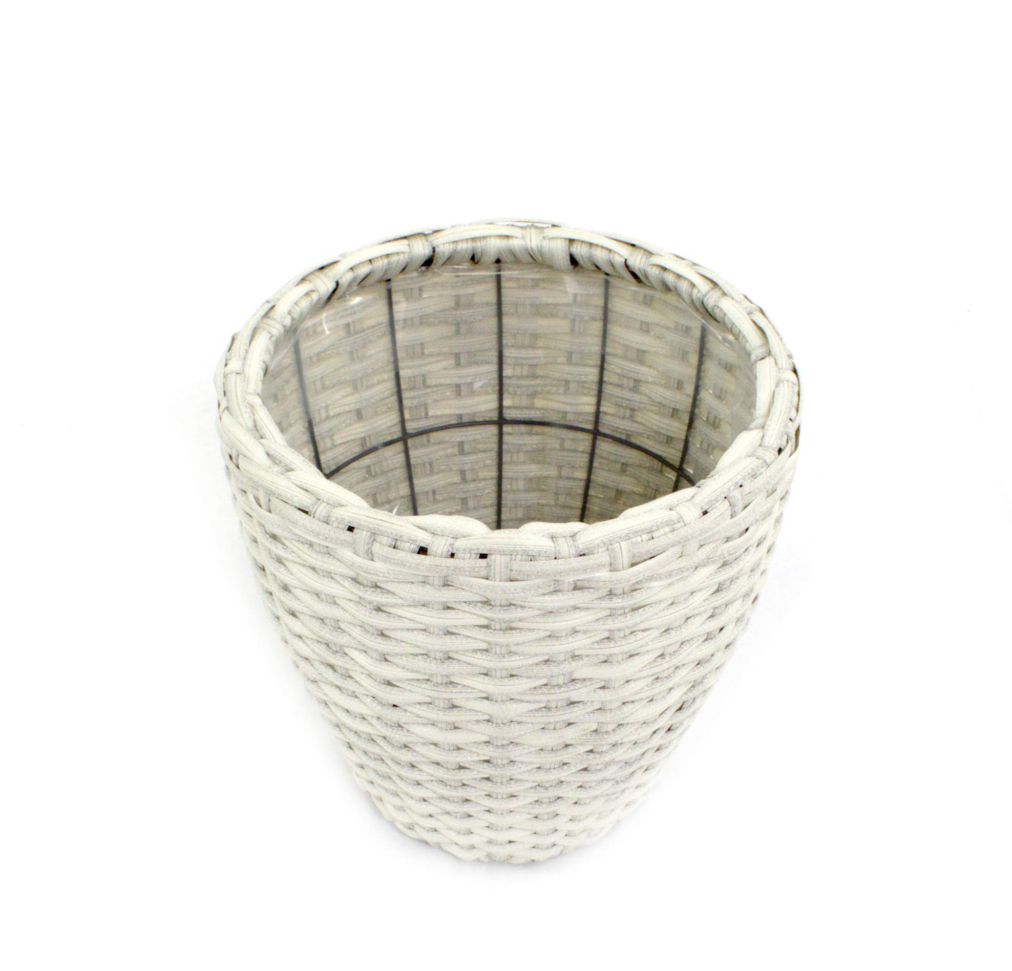 DARO DEKO Rattan Blumentopf rund 3 Stück - S, M und L weiß