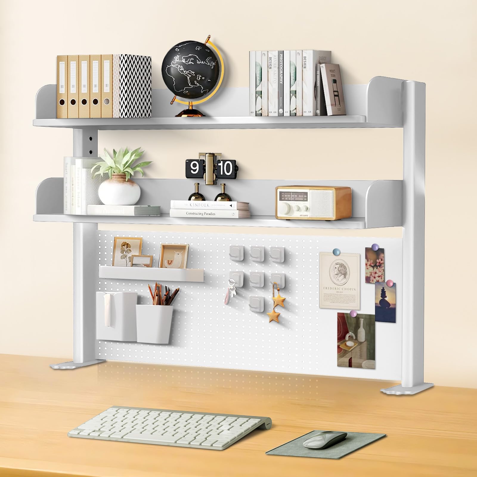 Étagère de rangement bureau et mur d'outils blanc de 60 cm pour optimiser l'espace