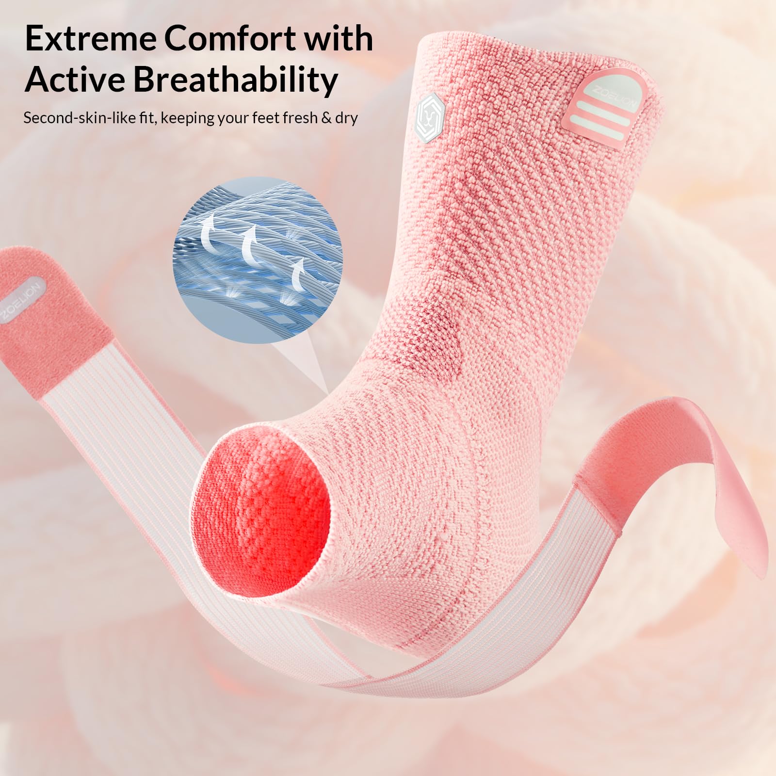 ZOELION Tobillera de compresión con correa de malla extraíble, soporte de punto 3D para aliviar la fascitis plantar y tendinitis de Aquiles (1 paquete), calcetines de compresión para tobillo