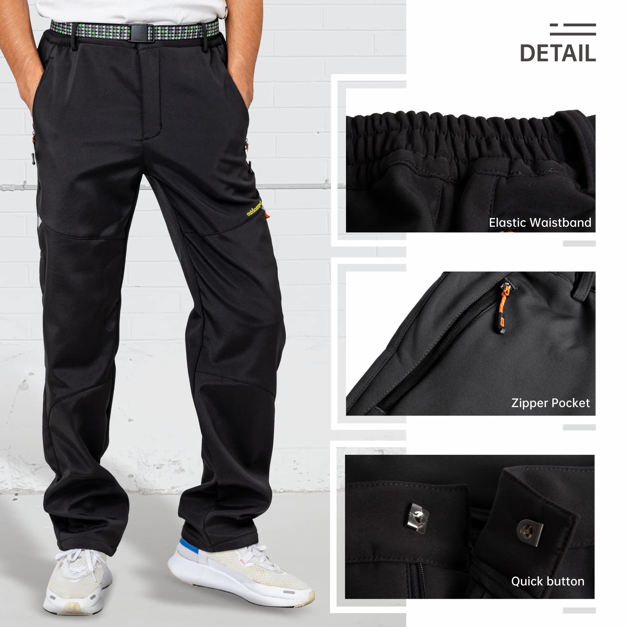 Hiver Pantalon De Plein Air Hommes Coupe-Vent Polaire Doublé Neige Ski Soft Shell Pantalon Chaud Randonnée Marche Golf Pêche Escalade Pantalon
