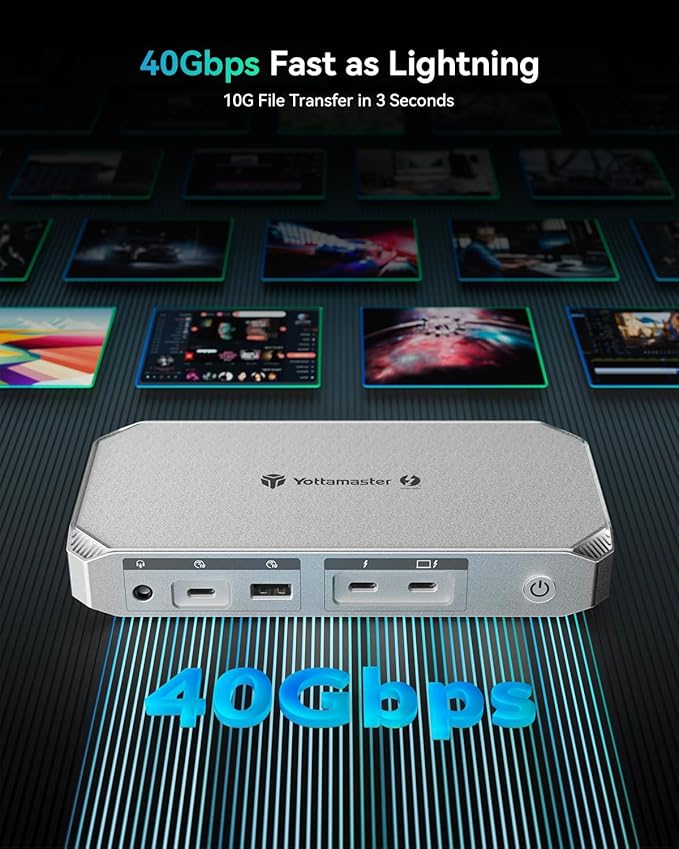 Yottamaster Hub Thunderbolt 4 Dock 12 en 1, 40Gbps, 85W PD miniatura 2