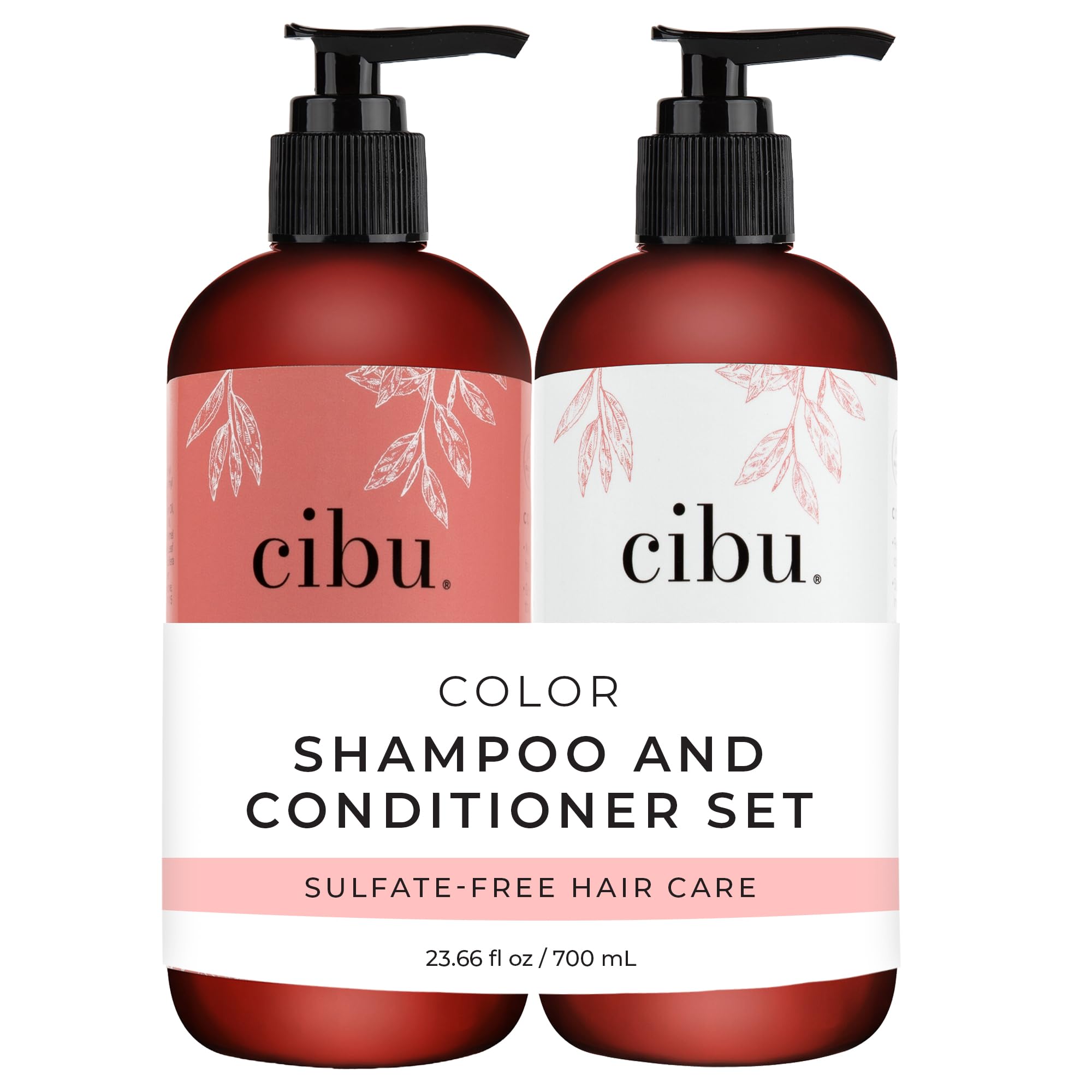 CIBUColor Shampoo and Conditioner Bundle for Dry, Color-Treated Hair | Gently Hydrates and Strengthens Strands | Protects Color and Revitalizes Hair and Scalp | Fresh Scent | 11.83oz Pack of 2