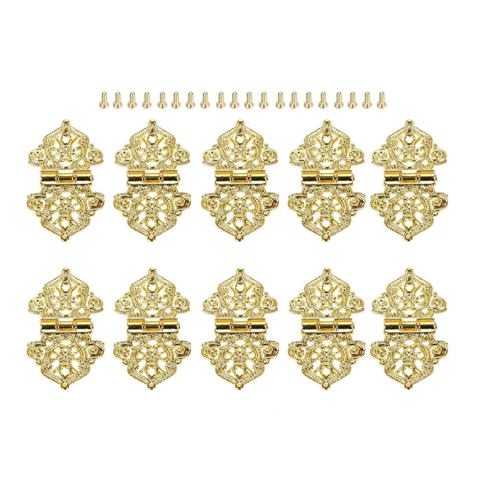 Akdjgfp Gold Cabinet Door Hinges 10Pcs Antique Wooden Box Hinge Zinc Alloy Wine Box Music Box Wine Case Dollhouse Cabinet Door Hinge Furniture Hardware(Gold)