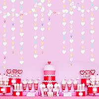 Vista 7 de Guirnalda iridiscente de anillo de corazón iridiscente de 52 pies para decoración de despedida de soltera de compromiso, pancarta holográfica