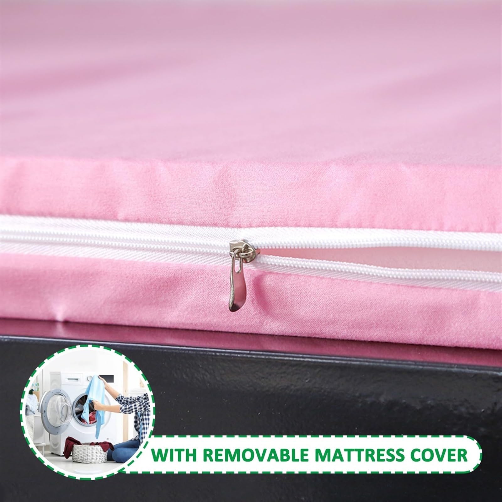 Colchón Topper de Espuma Viscoelástica para Cama Individual, Topper Suave para Dormir, Almohadilla de Colchón Ventilada de Alta Densidad con Funda Desmontable y Lavable(Pink 3cm,90x190cm)