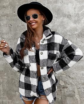 Fluffy plaid coat Clearance