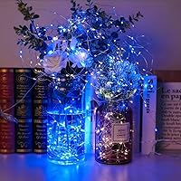 Vista 46 de Paquete de 2 guirnaldas de luces LED, funcionan con pilas, 5 m, 50 luces intermitentes, temporizador, impermeables, para habitaciones, bodas