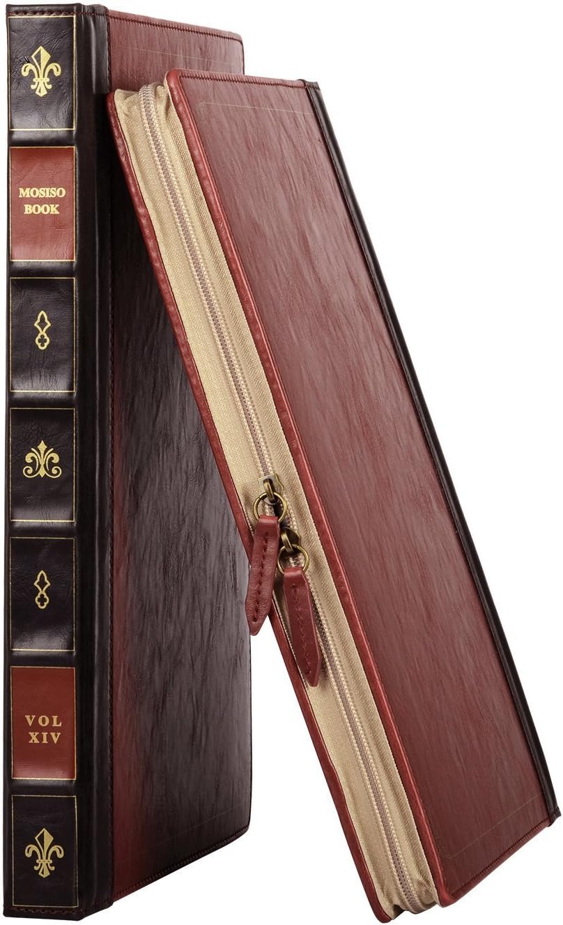 MOSISO Compatible with MacBook Air 13 inch Case A1466 A1369 Older Version 2010-2017 Release, PU Leather Laptop Sleeve Vintage Retro Zippered Portfolio Protective Case Cover, Wine Red
