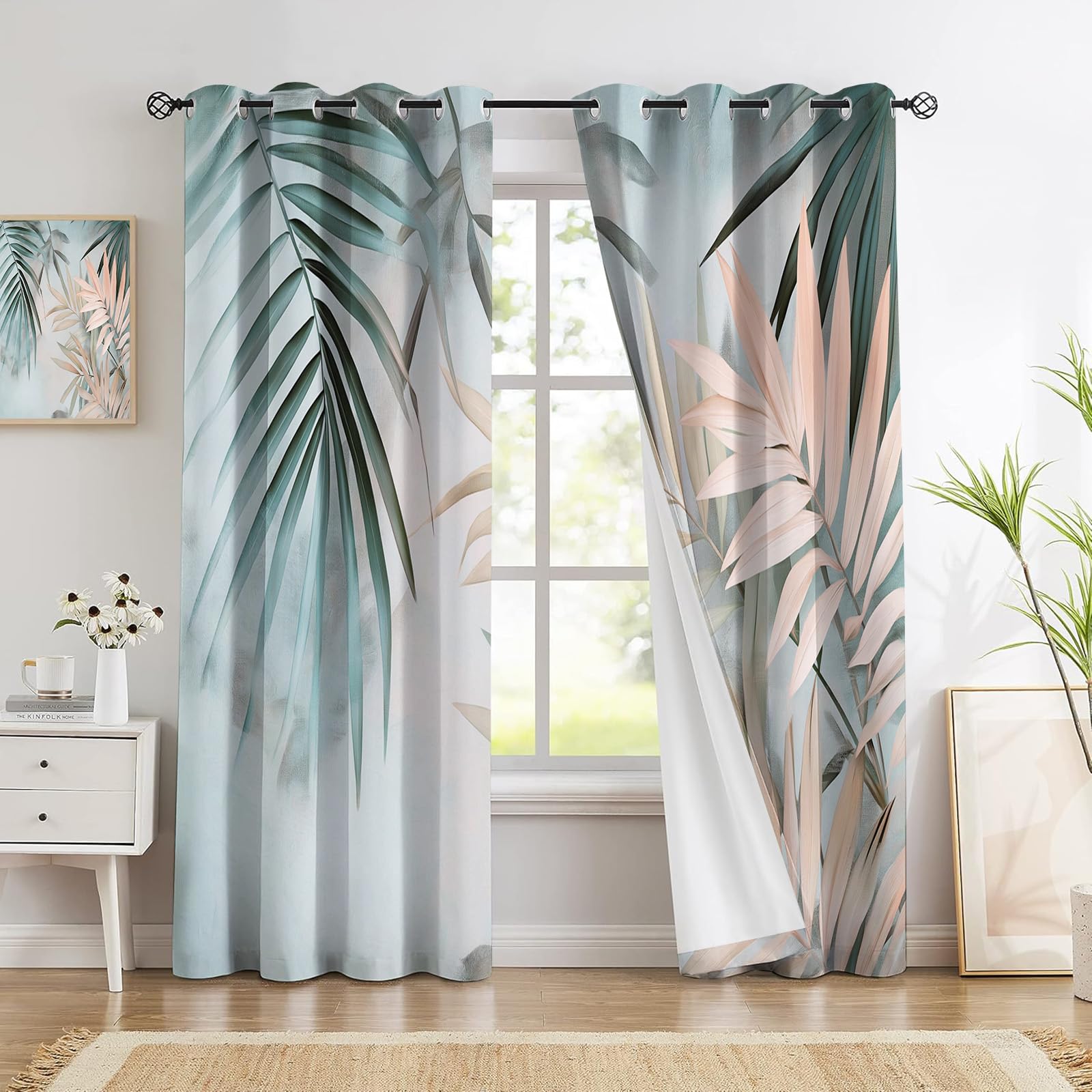 Rideaux plantes tropicales pour une ambiance salon nature et cocooning