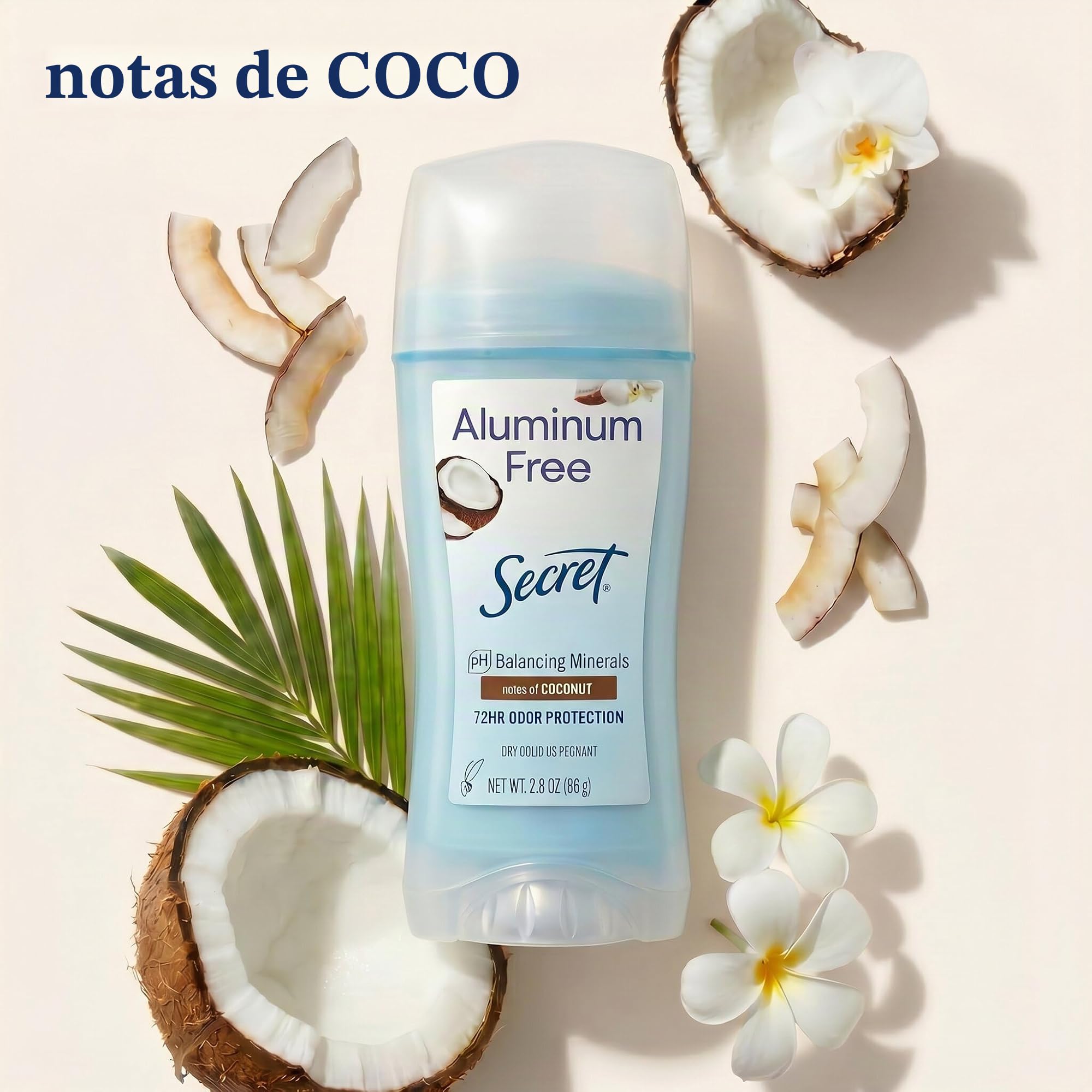Secret Aluminum Free - Desodorante de coco para mujer, 60 g
