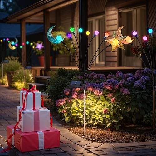 Miniatura 5 de TAKE ME Luces solares Firefly para exteriores, luna, estrella, luces solares de jardín para patio, jardín, patio, maceta, mamá, esposa, abuela