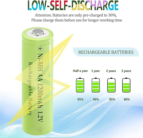 Miniatura 7 de Baterías solares recargables NIMH AA1200mAh 1.2V precargadas para juguetes eléctricos, luces solares al aire libre (paquete de 8)