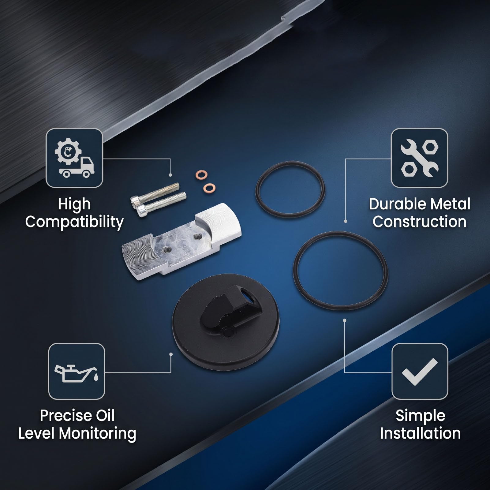 Cryfokt Kit di Riparazione Adattatore Astina di Livello, Kit di Riparazione Adattatore Astina di Livello Olio Motore Ad Alta compatibilità, di di per Auto con Anelli per 7.3L 1994-2003 Van E250 E350