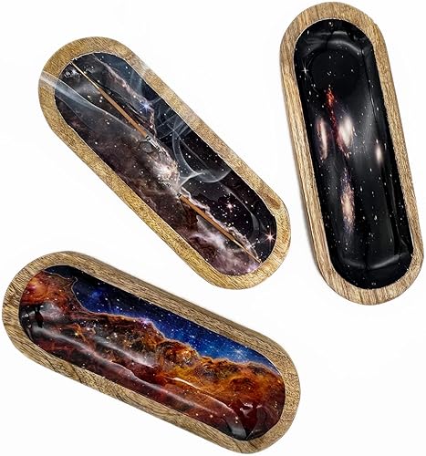 Miniatura 6 de Simply Vedic Soporte para varillas de incienso, quemador de incienso, colector de cenizas, bandeja de incienso para decoración del hogar. Telescopio