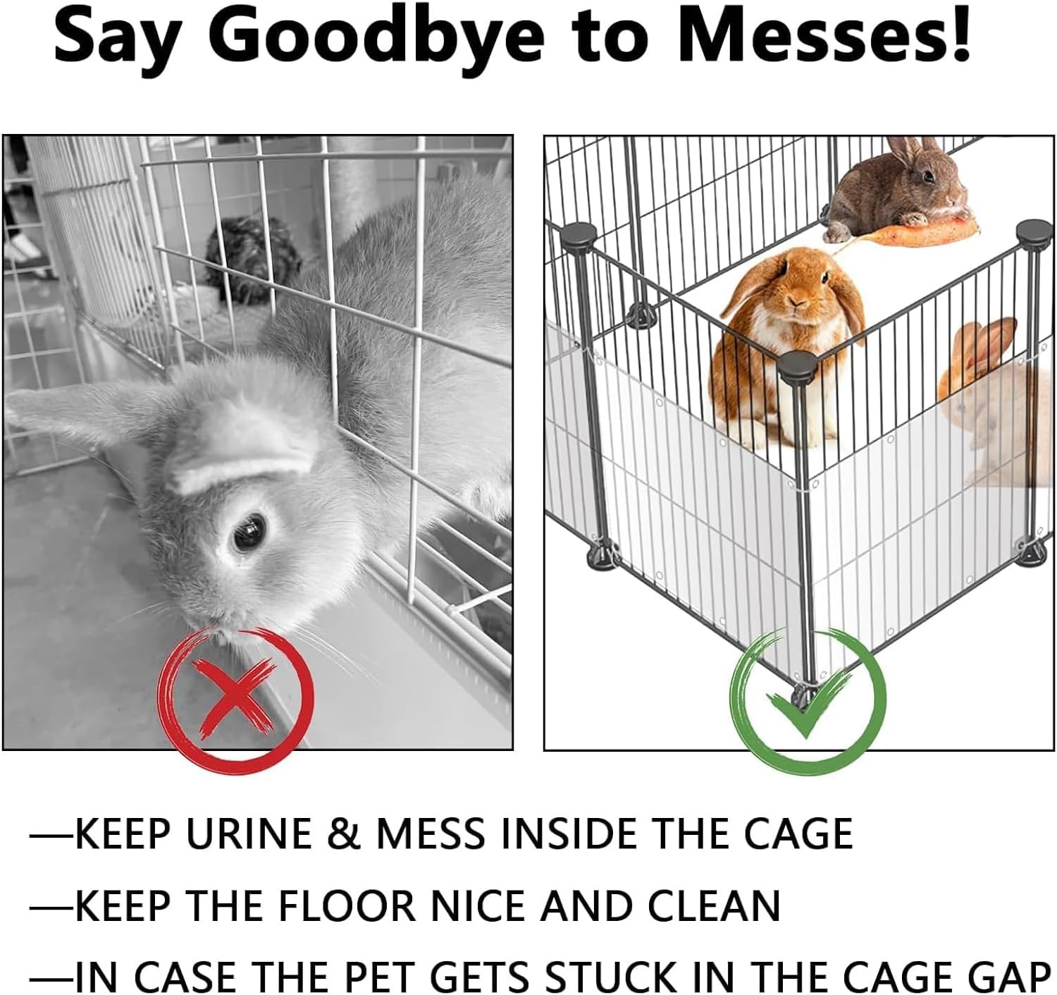 Bunny Cage Liners Protection Clear Edge Guard for Rabbit Chinchilla Ferret Hedgehog Hamster Cat,Small Animals Side Lining Guinea Pig Cage Accessories(Transparent,24Pcs 9.84 * 7.87in)