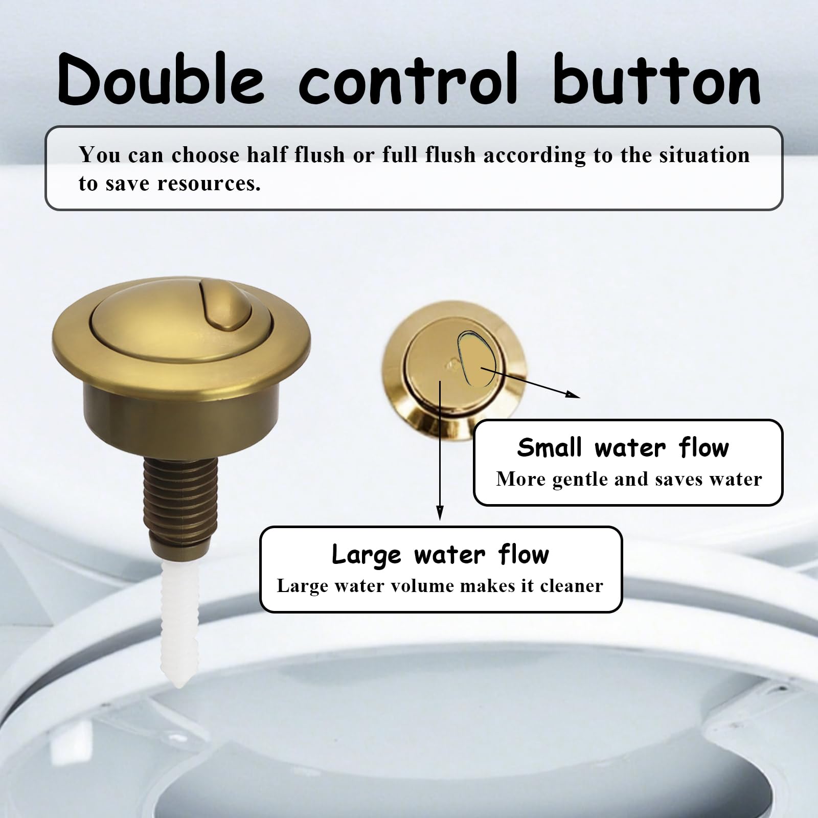 Dual Flush Toilet Push Button, Adjustable Toilet Flusher Button, Toilet Flush Button Compatible with Optima 49, 39-42mm (Gold) - Image 4