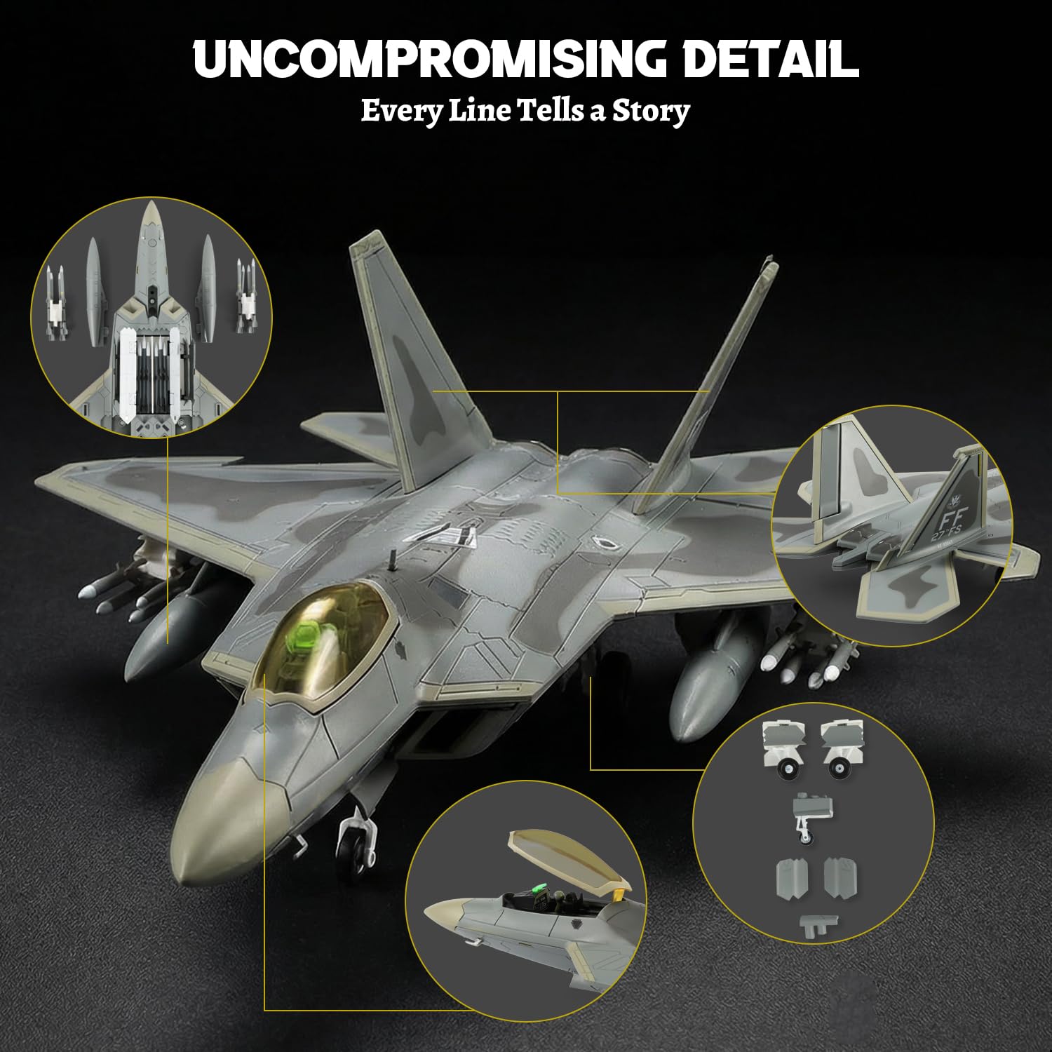 Amazon.co.jp: NUOTIE 1/72 F-22 ラプター金属戦闘機攻撃プレビルド
