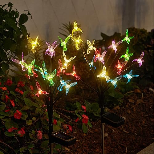 Miniatura 8 de Luces solares de jardín, 7 luces solares de colibrí que cambian de color, luces solares de jardín exterior, luces solares para exteriores,