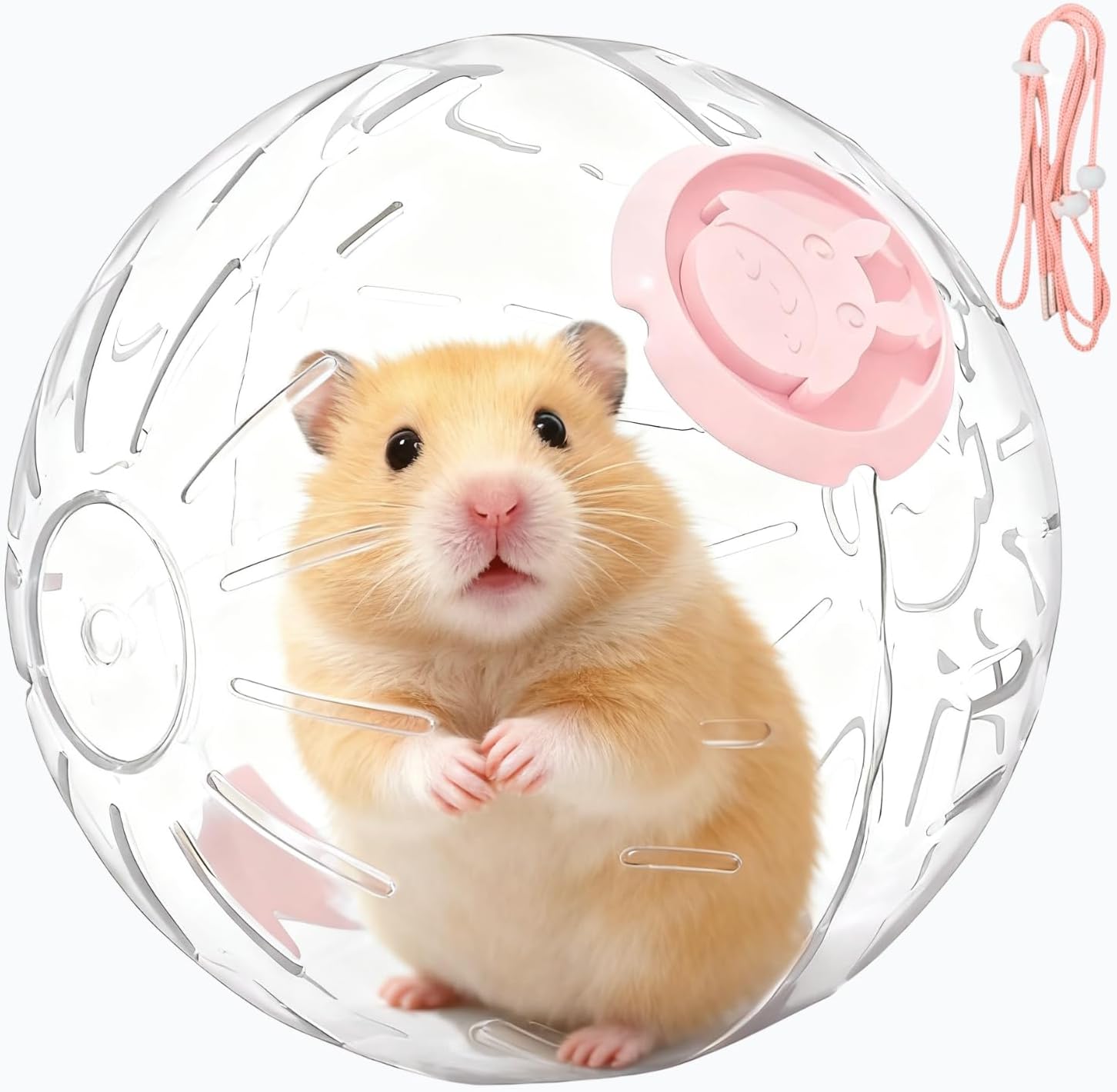 7.9 inch Hamster Ball, Exercise Toys, Running Wheel, Breathable, Silent, Clear Plastic Balls, Large Space, Easy to Clean, Cage Accessories, for Small Animals, Syrian Dwarf Mouse, Little Turtle, Pink