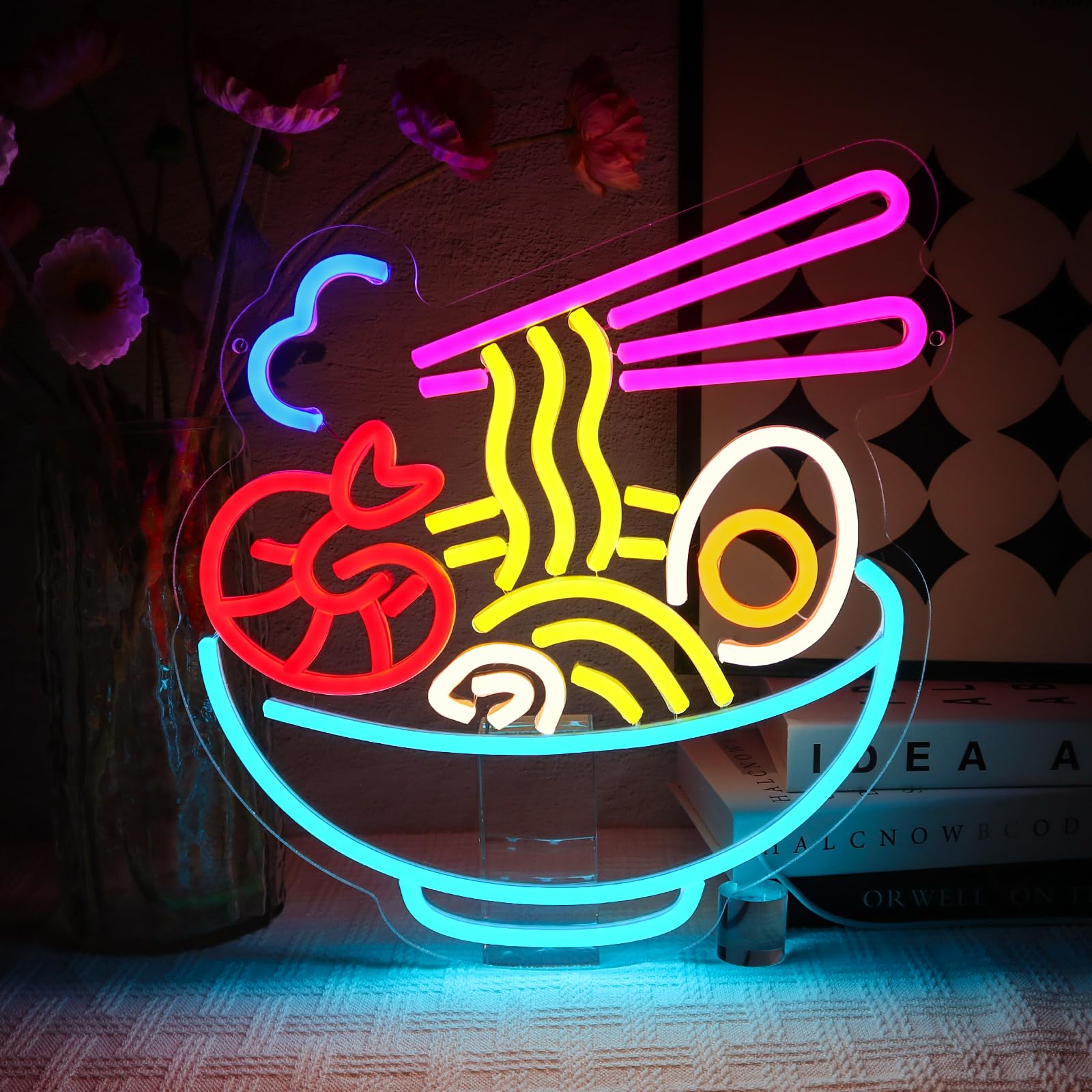 Ramen Neon Schild Bunt Led Neonschild Wand Noodles Neon Sign USB Nudeln Led Schild für Resturant Ramen-Laden Küche Snack-Bar Wohn-Esszimmer Brunch Party Home Store Geschenke