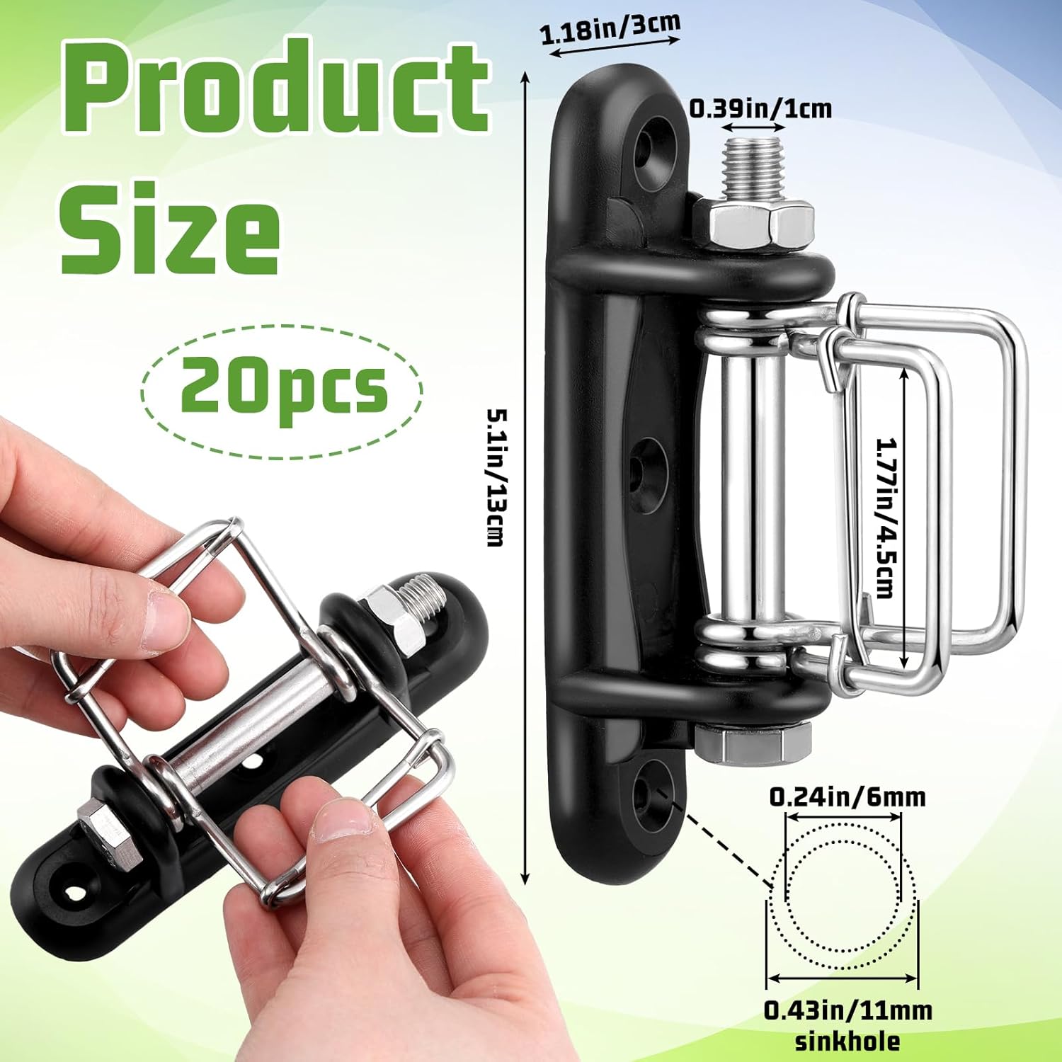 Frienda 20 Pcs Electric Fence Polytape Connectors Electric Fence Corner Insulator Corner or End Insulator with Buckles Wood Post Tape Connector with Screw for Polytape up to 45 mm