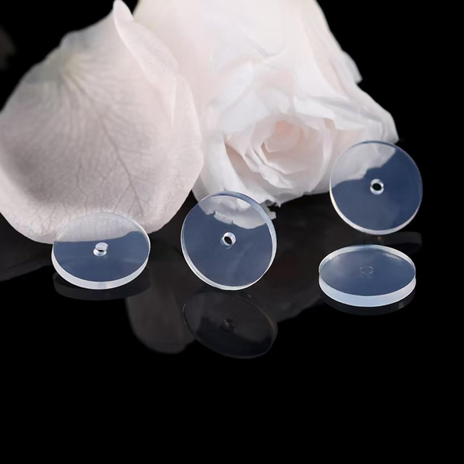 0.28 Inch Silicone Earring Backs Stoppers for Piercings, Clear Discs, 7mm, Non-Pull Stabilizer Pads for Healing Earlobe Support Patches (50 pcs)